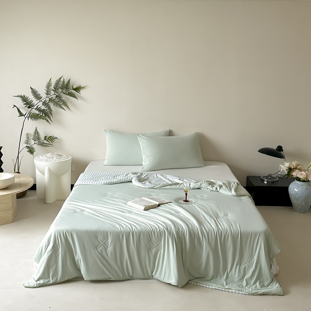 赫帛 2025春夏新款冰屿双境数码印花夏被夏凉被空调被单夏被 绿色