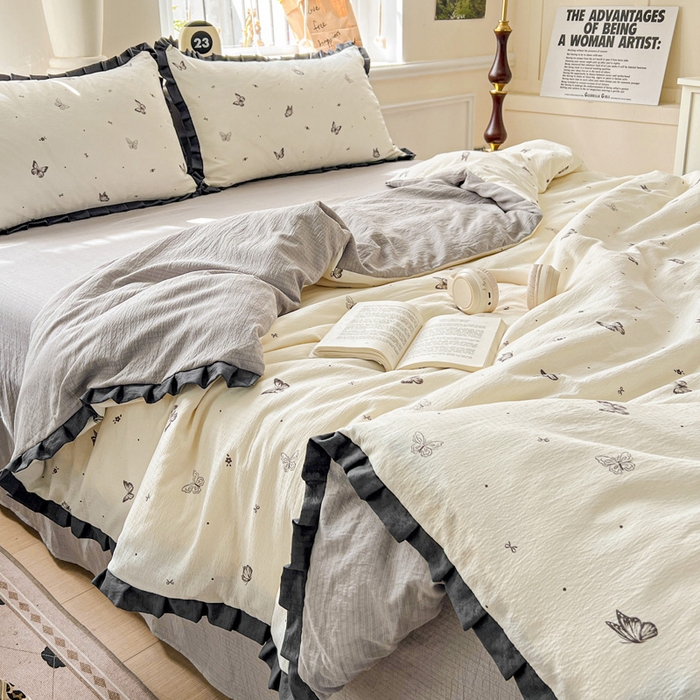 91家纺网 家纺一手货源 找家纺 仟网汇 2025新款赫本风四件套 赫本风-蝴蝶梦