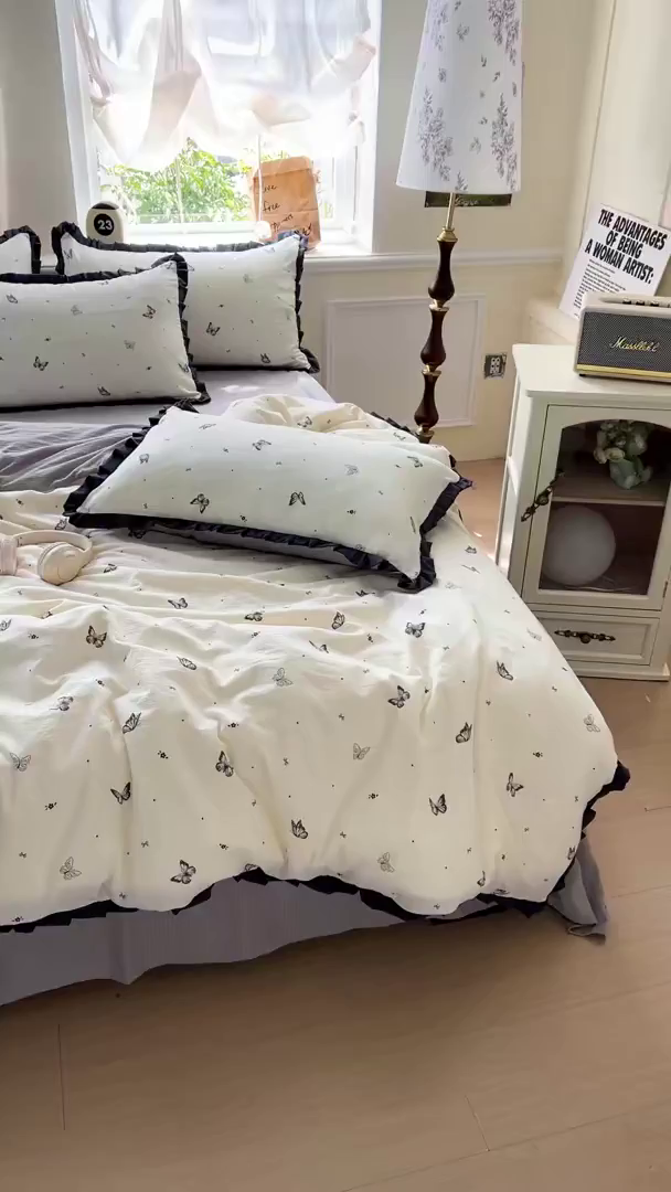 91家纺网 家纺一手货源 找家纺 仟网汇 2025新款赫本风四件套 赫本风-蝴蝶梦