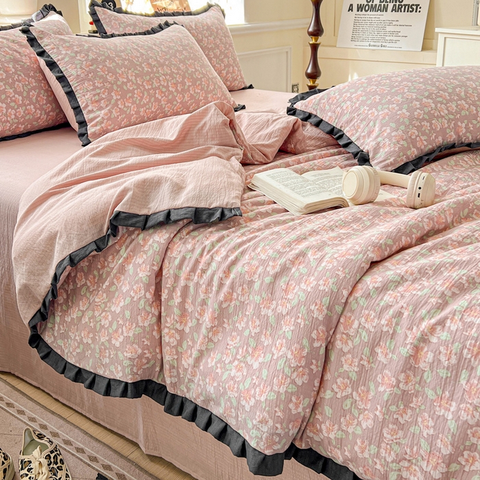 91家纺网 家纺一手货源 找家纺 仟网汇 2025新款赫本风四件套 赫本风-春风里红