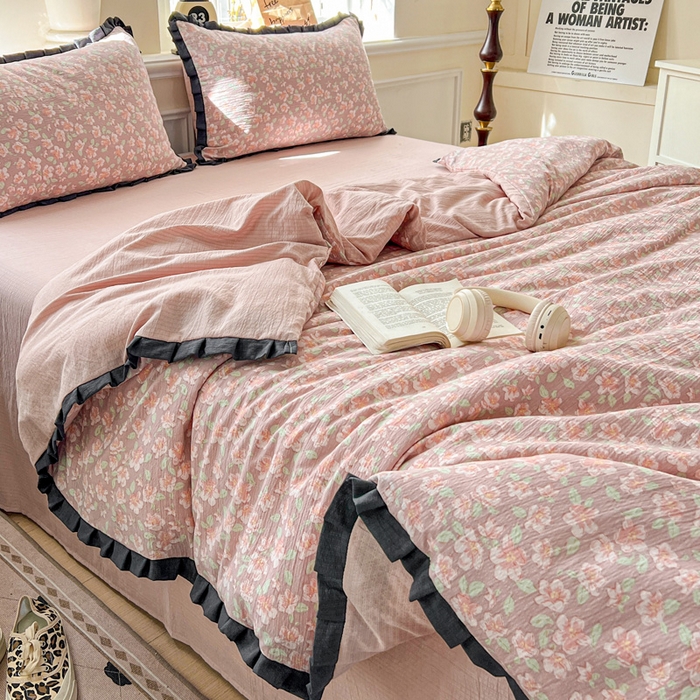 91家纺网 家纺一手货源 找家纺 仟网汇 2025新款赫本风四件套 赫本风-春风里红