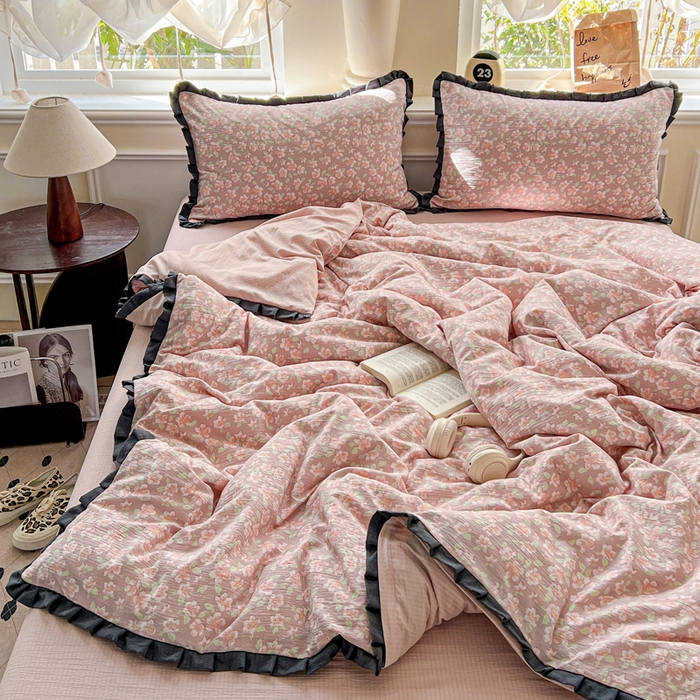 91家纺网 家纺一手货源 找家纺 仟网汇 2025新款赫本风四件套 赫本风-春风里红