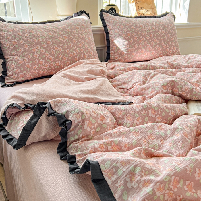 91家纺网 家纺一手货源 找家纺 仟网汇 2025新款赫本风四件套 赫本风-春风里红