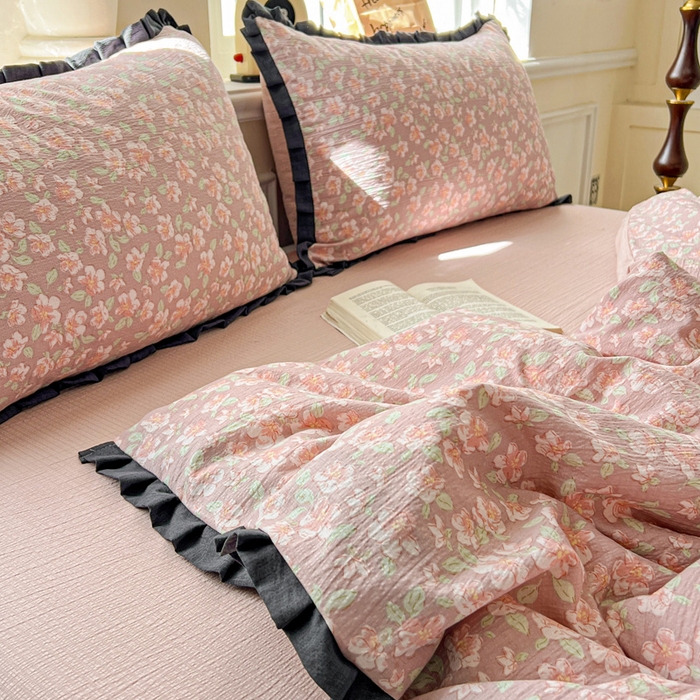 91家纺网 家纺一手货源 找家纺 仟网汇 2025新款赫本风四件套 赫本风-春风里红