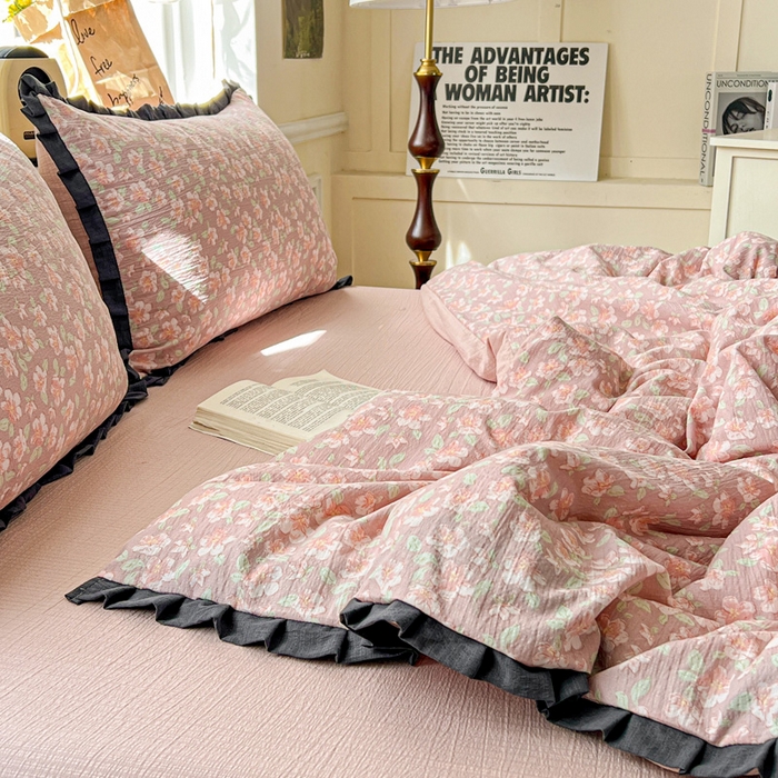 91家纺网 家纺一手货源 找家纺 仟网汇 2025新款赫本风四件套 赫本风-春风里红