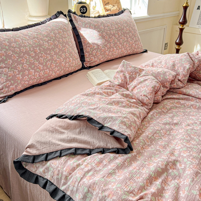 91家纺网 家纺一手货源 找家纺 仟网汇 2025新款赫本风四件套 赫本风-春风里红