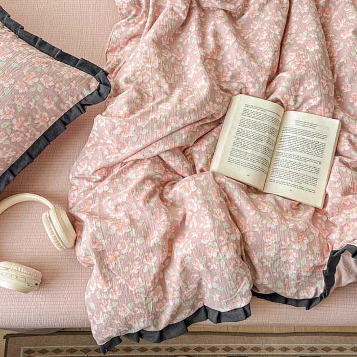 91家纺网 家纺一手货源 找家纺 仟网汇 2025新款赫本风四件套 赫本风-春风里红