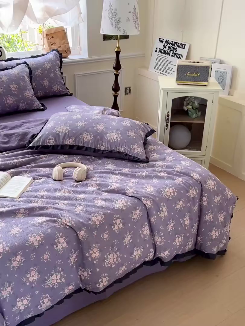 91家纺网 家纺一手货源 找家纺 仟网汇 2025新款赫本风四件套 赫本风-豆蔻