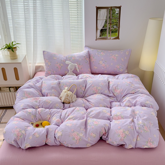 91家纺网 家纺一手货源 找家纺 竹合家纺 2025新品云感皱皱四件套跑量款小清新四件套