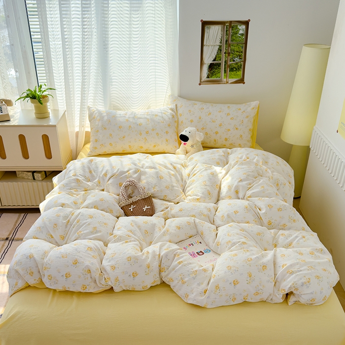 91家纺网 家纺一手货源 找家纺 竹合家纺 2025新品云感皱皱四件套跑量款小清新四件套