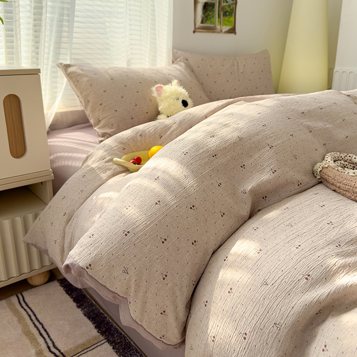 91家纺网 家纺一手货源 找家纺 竹合家纺 2025新品云感皱皱四件套跑量款小清新四件套