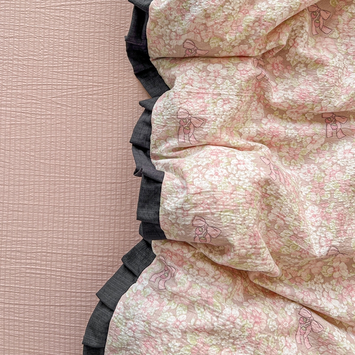 91家纺网 家纺一手货源 找家纺 仟网汇 2025新款赫本风四件套 赫本风-花束粉