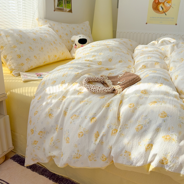 91家纺网 家纺一手货源 找家纺 竹合家纺 2025新品云感皱皱四件套跑量款小清新四件套