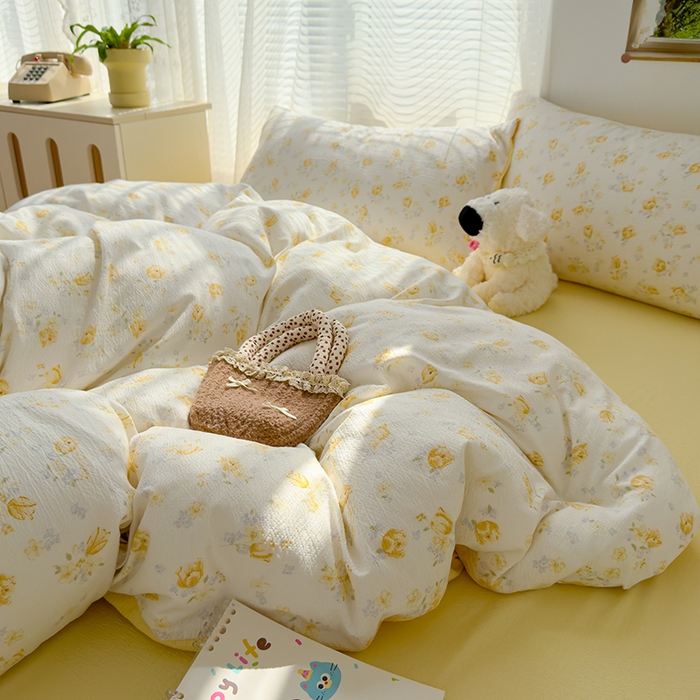 91家纺网 家纺一手货源 找家纺 竹合家纺 2025新品云感皱皱四件套跑量款小清新四件套