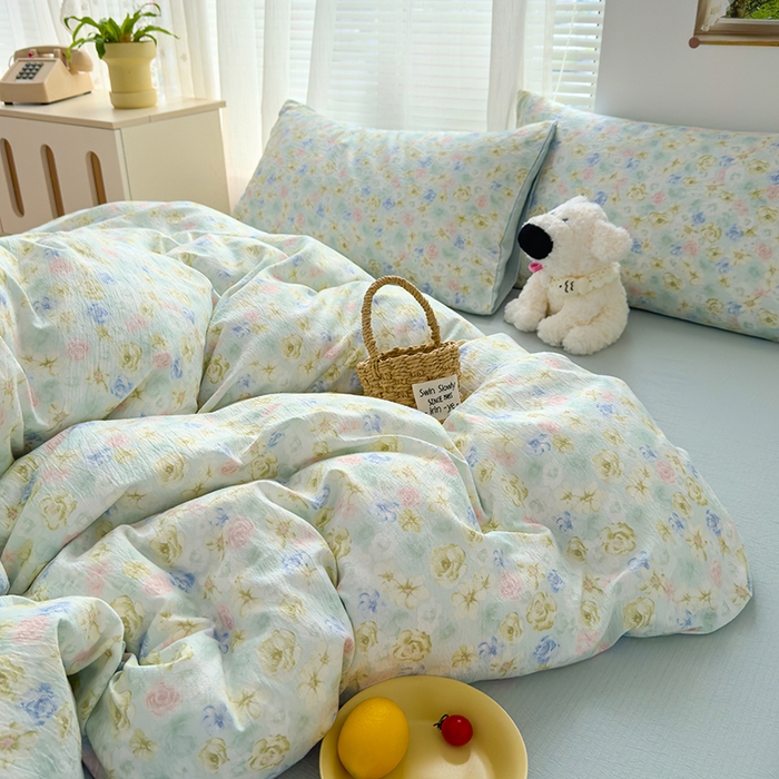 91家纺网 家纺一手货源 找家纺 竹合家纺 2025新品云感皱皱四件套跑量款小清新四件套