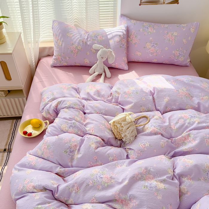 91家纺网 家纺一手货源 找家纺 竹合家纺 2025新品云感皱皱四件套跑量款小清新四件套