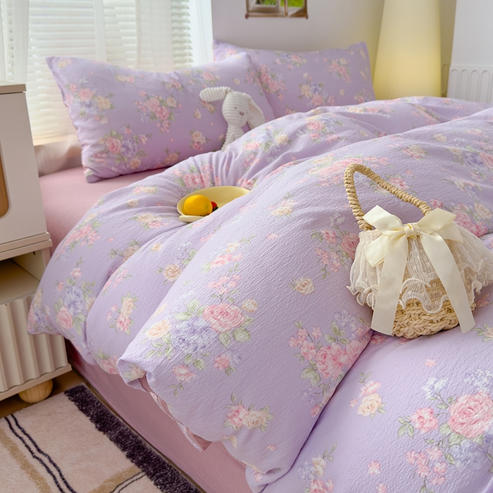 91家纺网 家纺一手货源 找家纺 竹合家纺 2025新品云感皱皱四件套跑量款小清新四件套