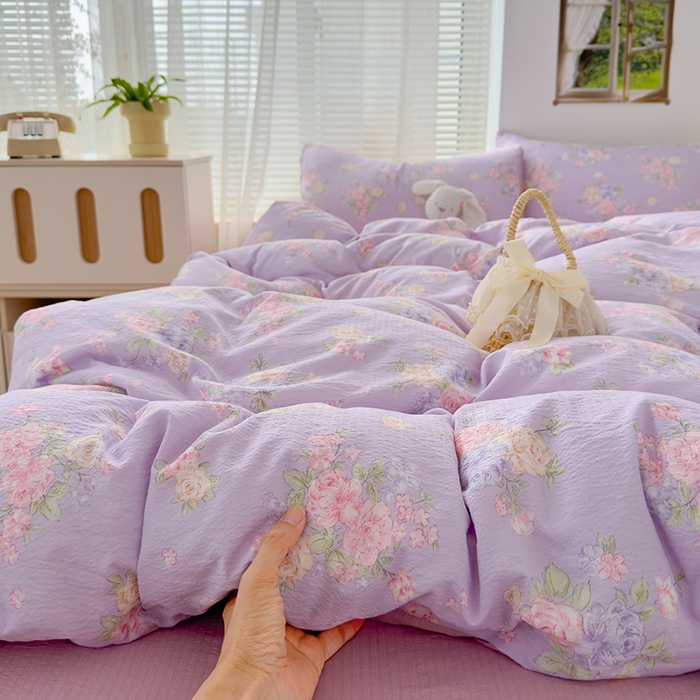 91家纺网 家纺一手货源 找家纺 竹合家纺 2025新品云感皱皱四件套跑量款小清新四件套