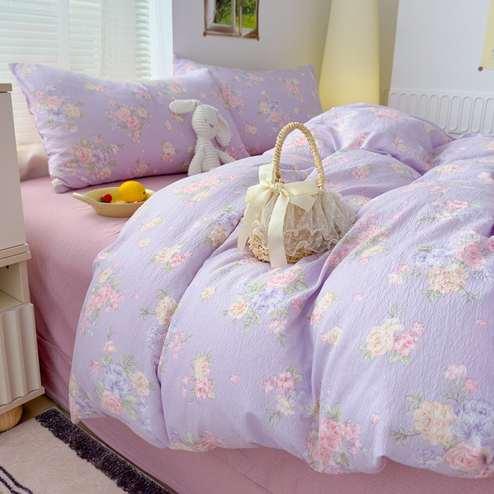 91家纺网 家纺一手货源 找家纺 竹合家纺 2025新品云感皱皱四件套跑量款小清新四件套