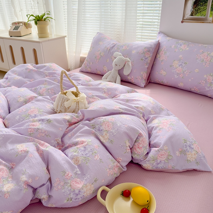 91家纺网 家纺一手货源 找家纺 竹合家纺 2025新品云感皱皱四件套跑量款小清新四件套