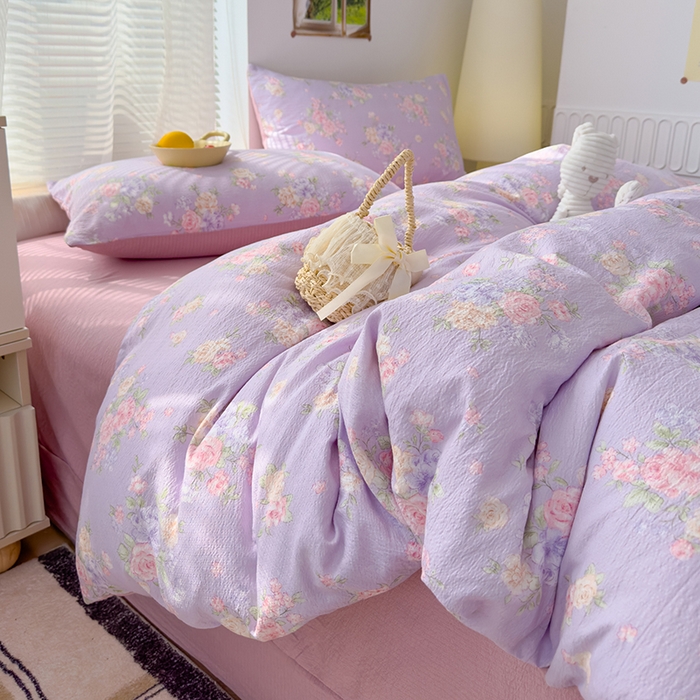 91家纺网 家纺一手货源 找家纺 竹合家纺 2025新品云感皱皱四件套跑量款小清新四件套