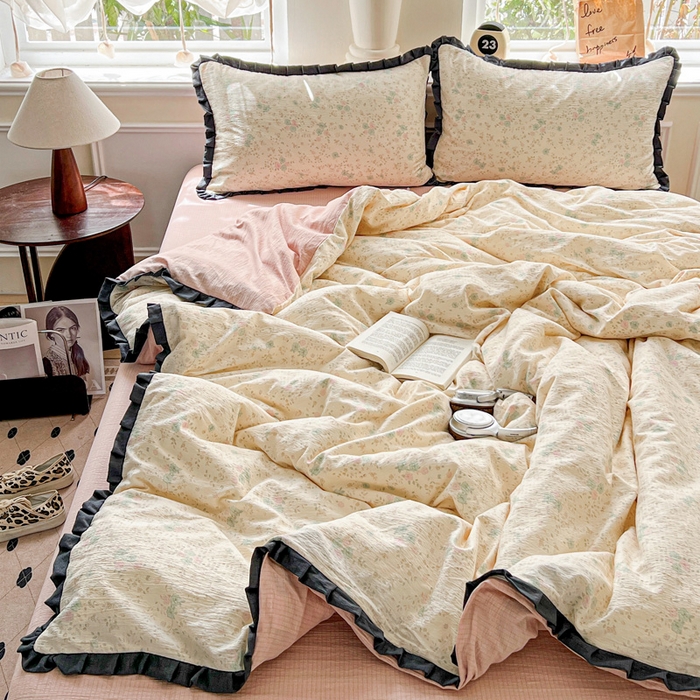 91家纺网 家纺一手货源 找家纺 仟网汇 2025新款赫本风四件套 赫本风-花知晓