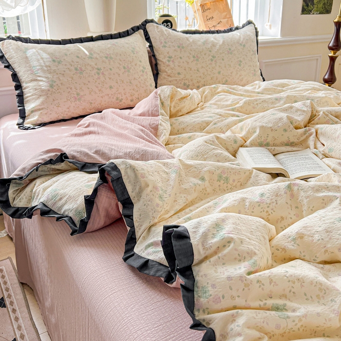 91家纺网 家纺一手货源 找家纺 仟网汇 2025新款赫本风四件套 赫本风-花知晓