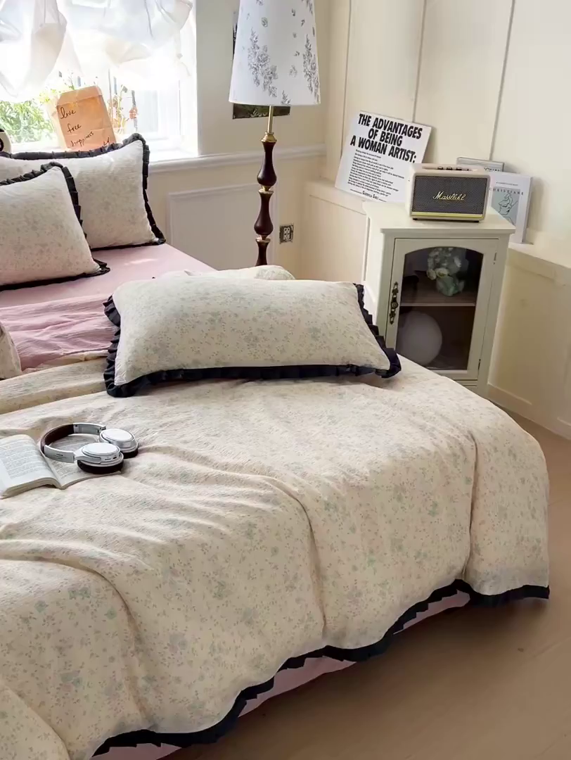 91家纺网 家纺一手货源 找家纺 仟网汇 2025新款赫本风四件套 赫本风-花知晓