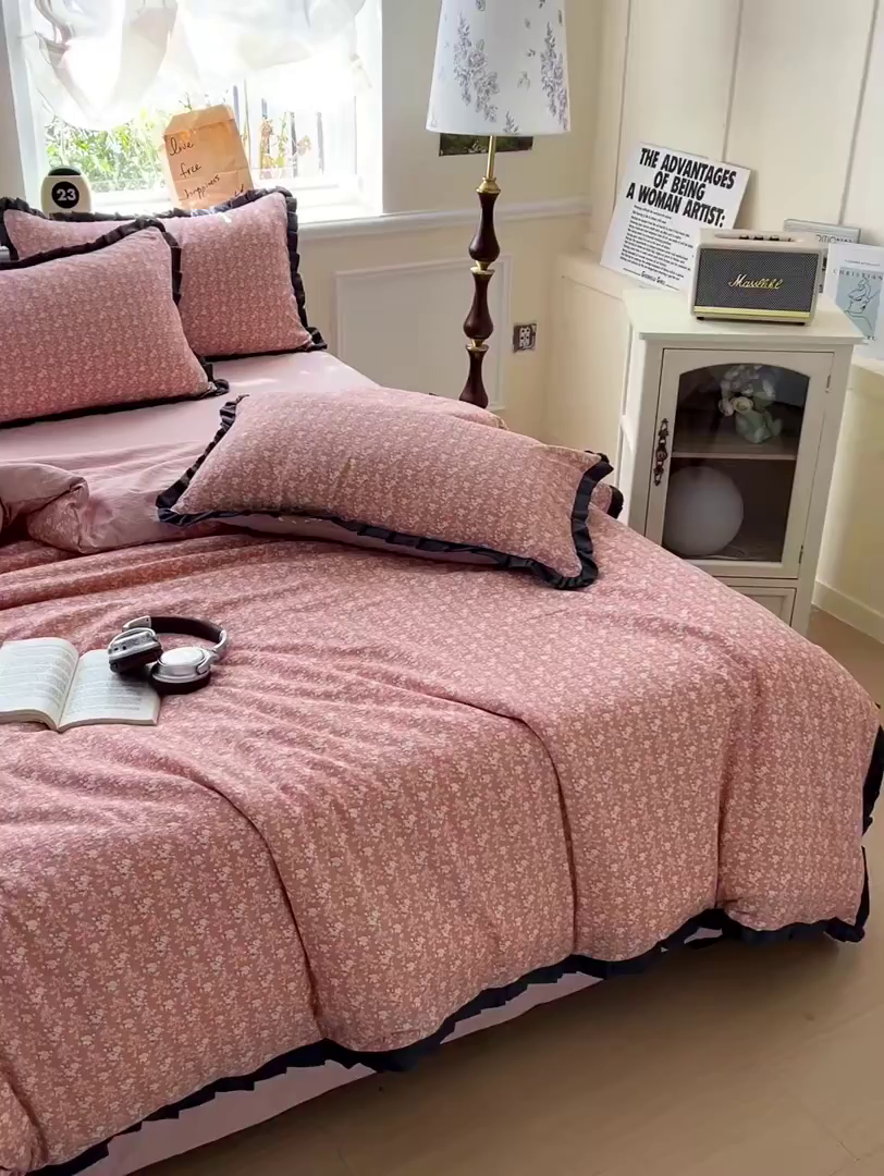 91家纺网 家纺一手货源 找家纺 仟网汇 2025新款赫本风四件套 赫本风-罗曼