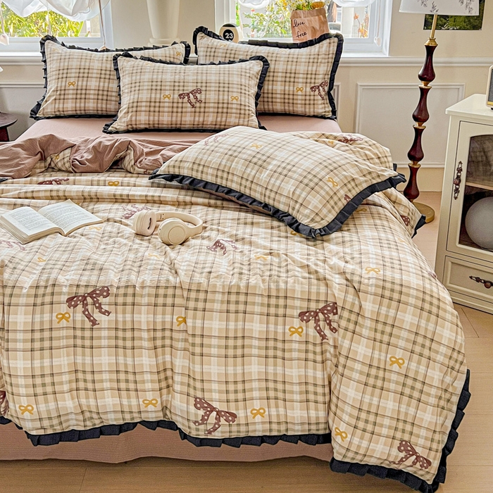 91家纺网 家纺一手货源 找家纺 仟网汇 2025新款赫本风四件套 赫本风-太妃糖