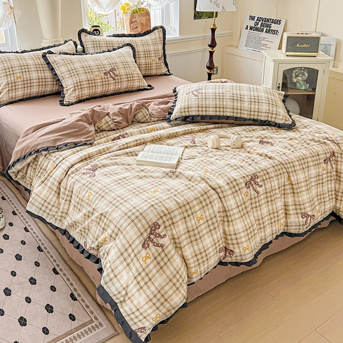 91家纺网 家纺一手货源 找家纺 仟网汇 2025新款赫本风四件套 赫本风-太妃糖