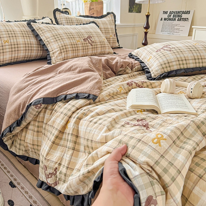 91家纺网 家纺一手货源 找家纺 仟网汇 2025新款赫本风四件套 赫本风-太妃糖