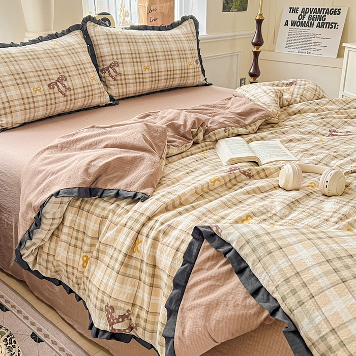 91家纺网 家纺一手货源 找家纺 仟网汇 2025新款赫本风四件套 赫本风-太妃糖