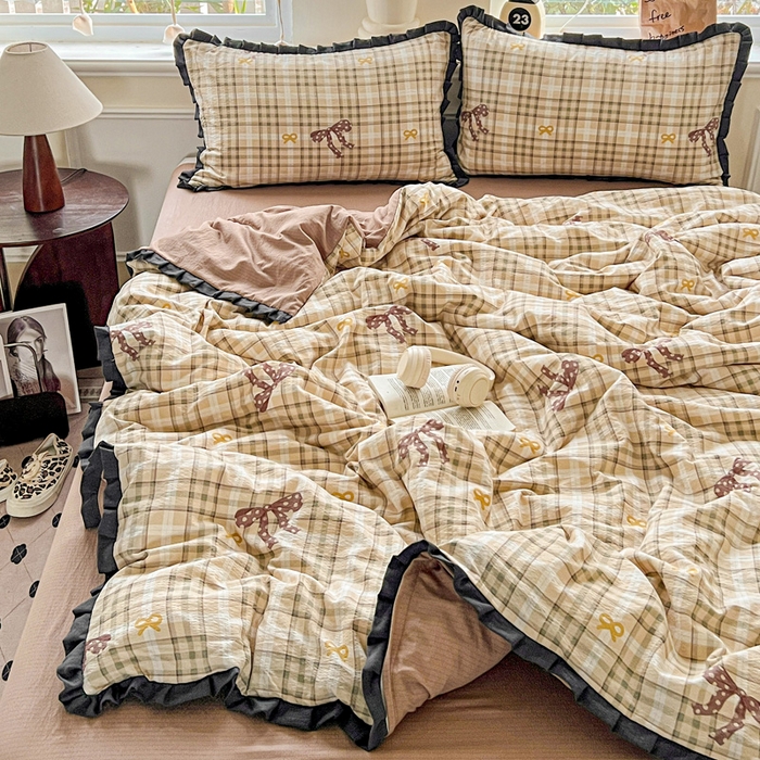 91家纺网 家纺一手货源 找家纺 仟网汇 2025新款赫本风四件套 赫本风-太妃糖