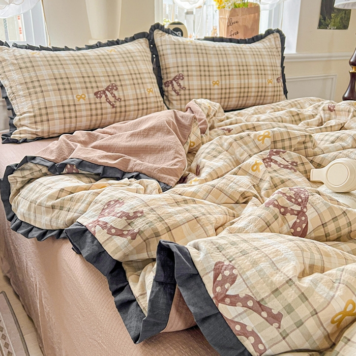 91家纺网 家纺一手货源 找家纺 仟网汇 2025新款赫本风四件套 赫本风-太妃糖