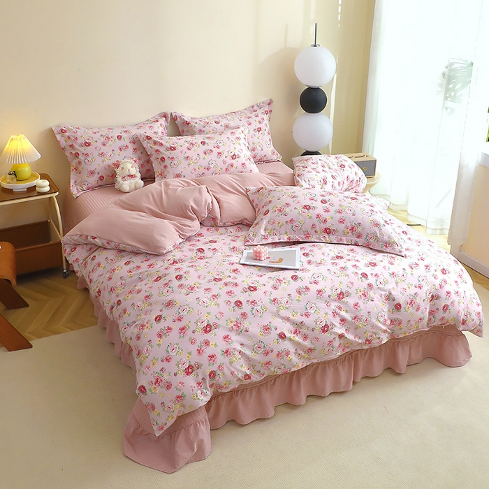 91家纺网 家纺一手货源 找家纺 （总）仟网汇 2025新款亲肤皱皱棉四件套皱皱纱四件套