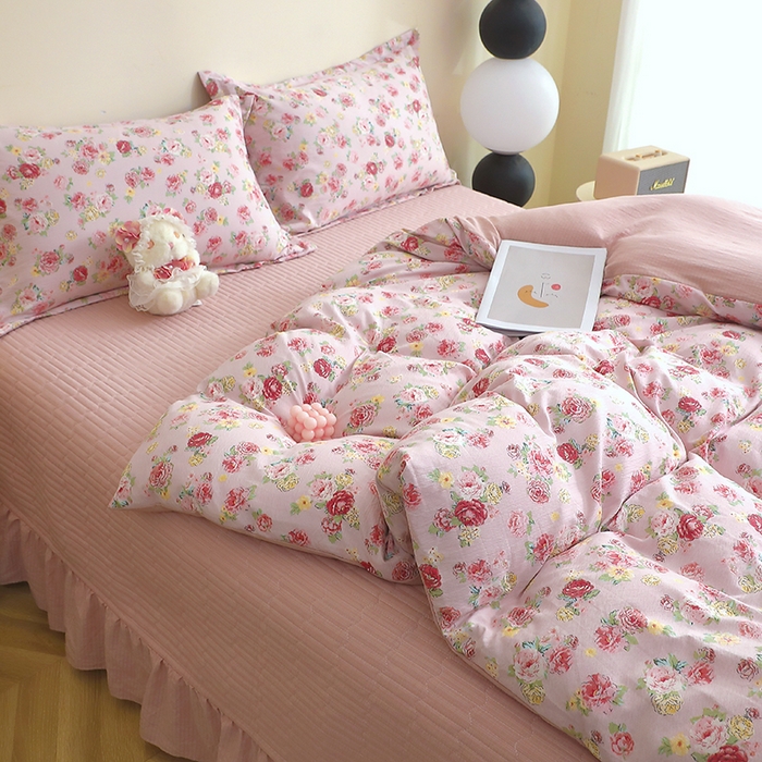 91家纺网 家纺一手货源 找家纺 （总）仟网汇 2025新款亲肤皱皱棉四件套皱皱纱四件套