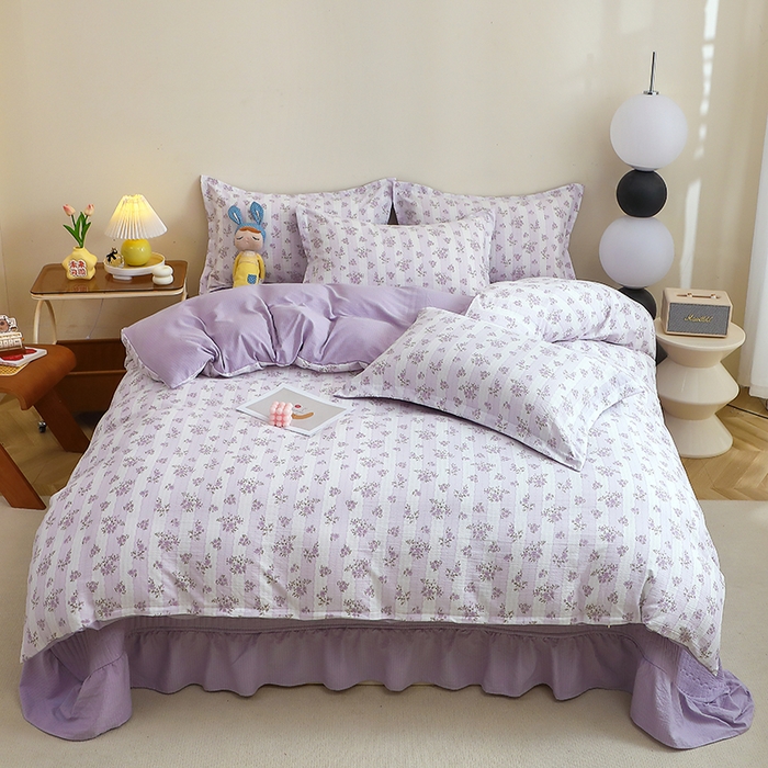 91家纺网 家纺一手货源 找家纺 （总）仟网汇 2025新款亲肤皱皱棉四件套皱皱纱四件套