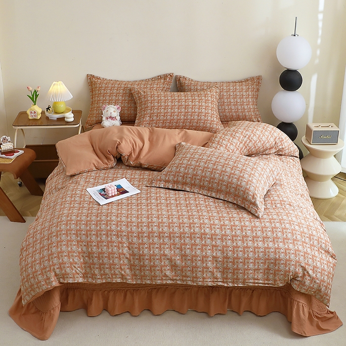 91家纺网 家纺一手货源 找家纺 （总）仟网汇 2025新款亲肤皱皱棉四件套皱皱纱四件套