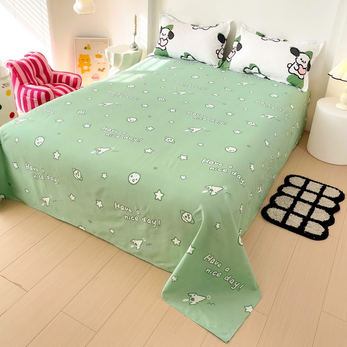 91家纺网 家纺一手货源 找家纺 港岛妹妹 2025年春夏新款芦荟棉印花四件套 淘气萌宠