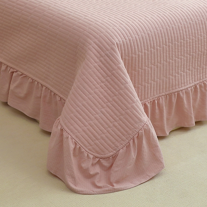 91家纺网 家纺一手货源 找家纺 仟网汇 2025新款亲肤皱皱棉四件套皱皱纱四件套 玫瑰花园-红