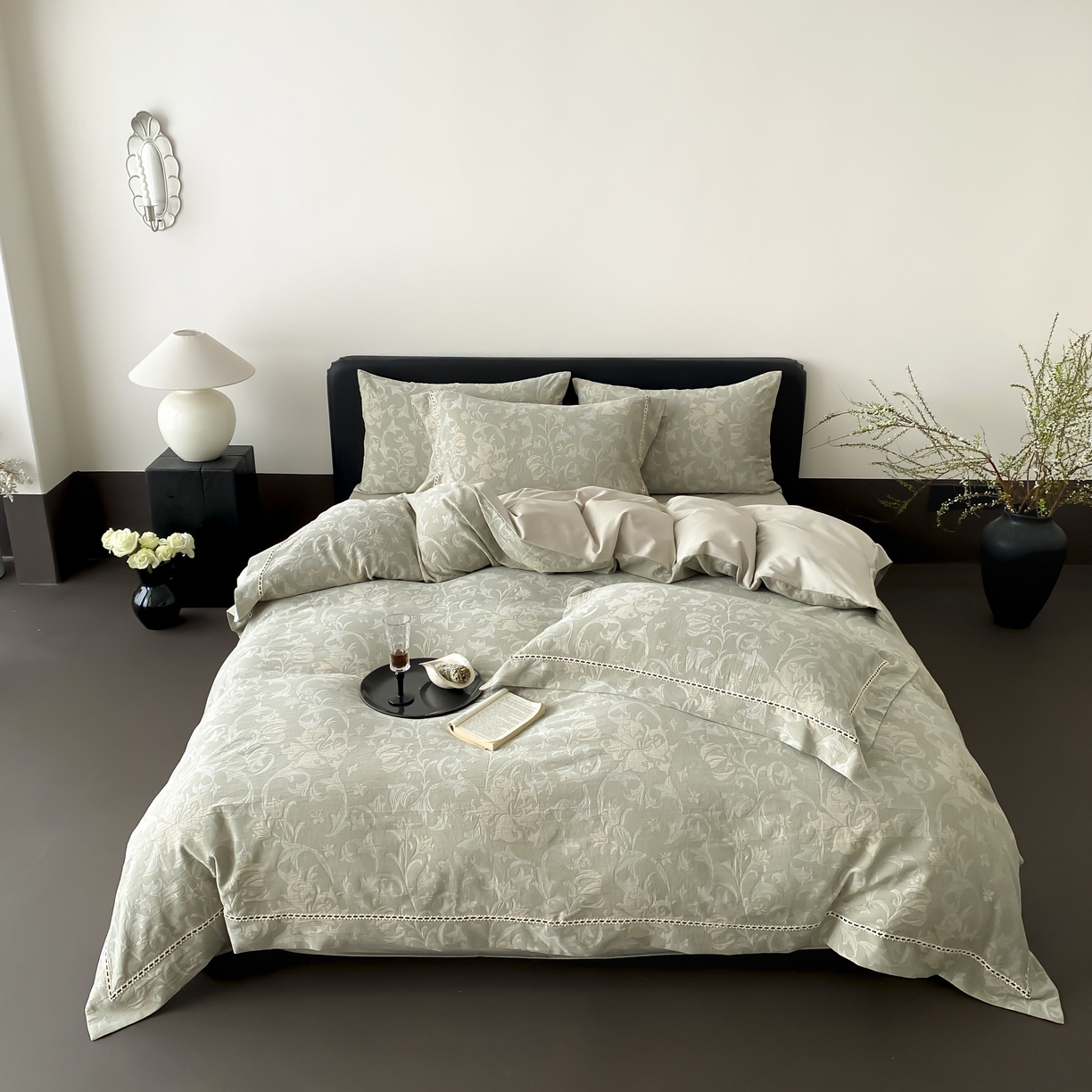 91家纺网 家纺一手货源 找家纺 （总）赫帛 2025新款60支全棉双层纱四件套-藤语