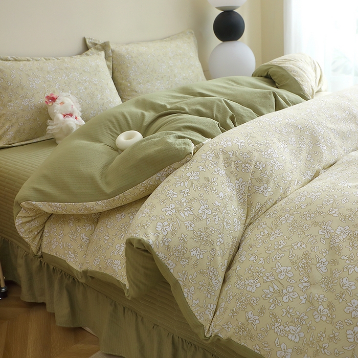 91家纺网 家纺一手货源 找家纺 仟网汇 2025新款亲肤皱皱棉四件套皱皱纱四件套 安夏