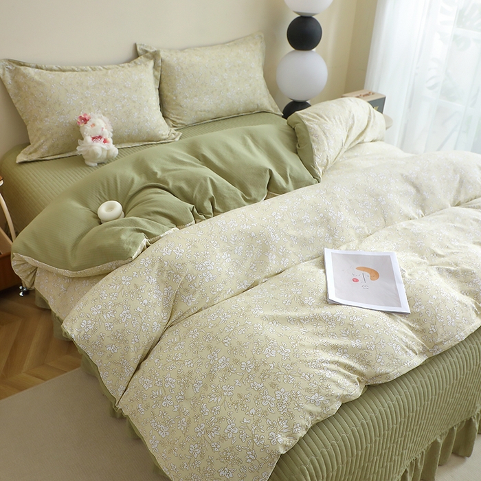 91家纺网 家纺一手货源 找家纺 仟网汇 2025新款亲肤皱皱棉四件套皱皱纱四件套 安夏