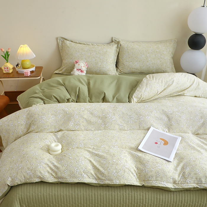 91家纺网 家纺一手货源 找家纺 仟网汇 2025新款亲肤皱皱棉四件套皱皱纱四件套 安夏