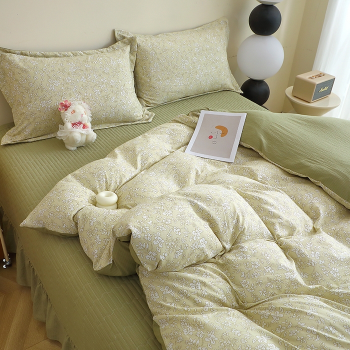 91家纺网 家纺一手货源 找家纺 仟网汇 2025新款亲肤皱皱棉四件套皱皱纱四件套 安夏