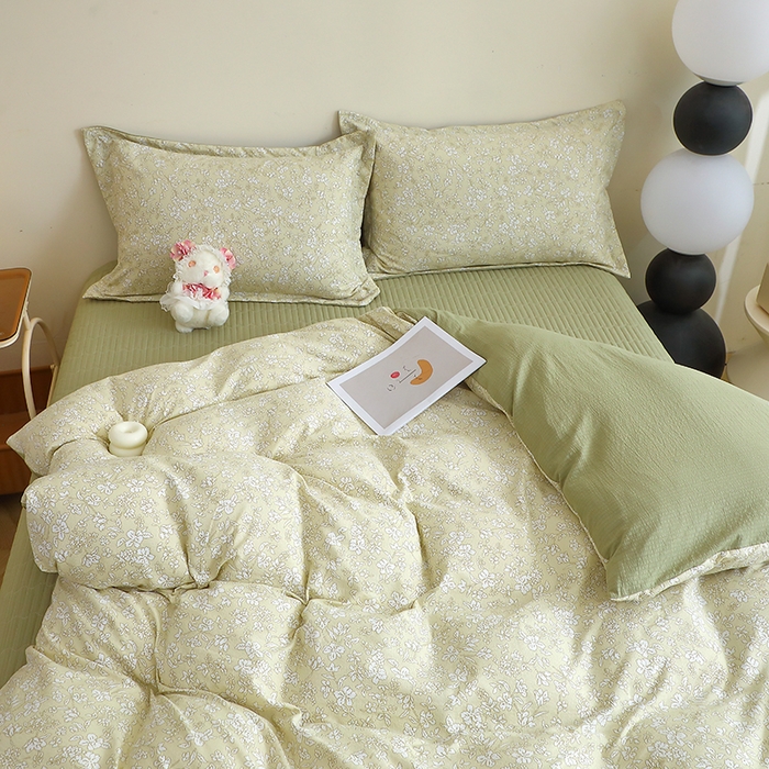 91家纺网 家纺一手货源 找家纺 仟网汇 2025新款亲肤皱皱棉四件套皱皱纱四件套 安夏