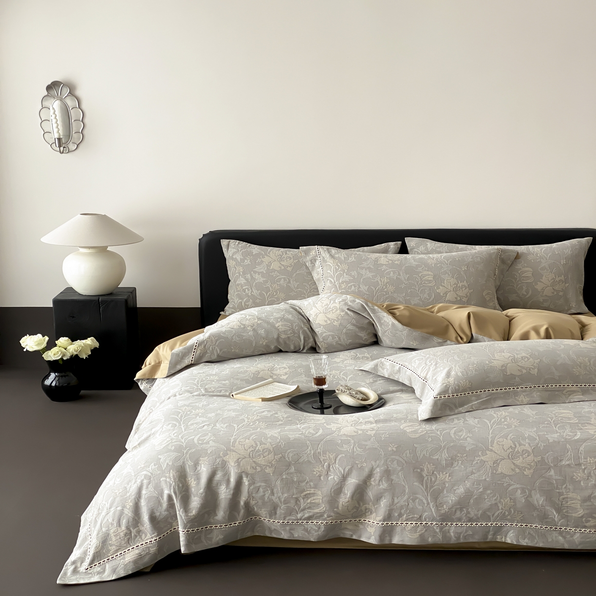 91家纺网 家纺一手货源 找家纺 （总）赫帛 2025新款60支全棉双层纱四件套-藤语