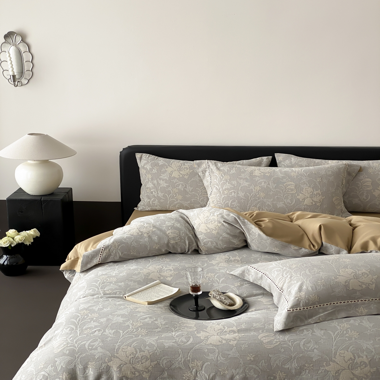 91家纺网 家纺一手货源 找家纺 （总）赫帛 2025新款60支全棉双层纱四件套-藤语