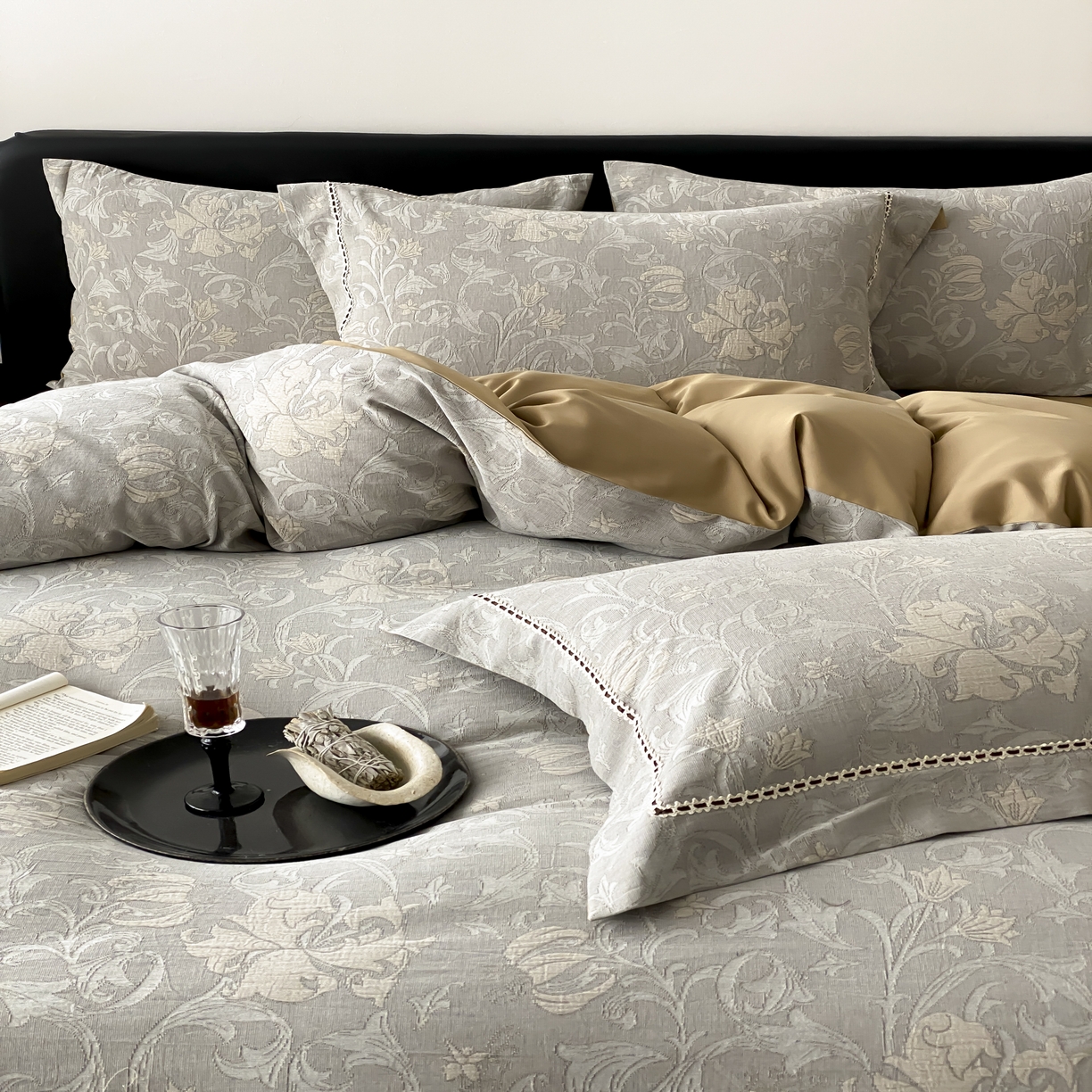 91家纺网 家纺一手货源 找家纺 （总）赫帛 2025新款60支全棉双层纱四件套-藤语